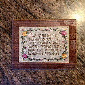 Vintage Serenity Prayer Print on Wood AA NA